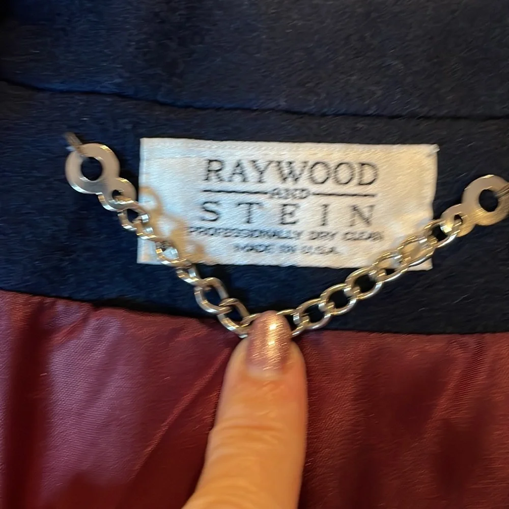 Raywood and Srein Wool Navy Dress Coat Jacket Small Medium Vintage - Picture 5 of 15